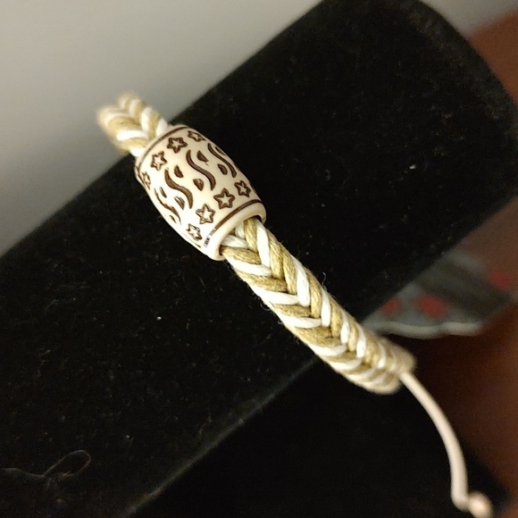 Paparazzi Tan Braided Cord Adjustable Bracelet with Bead Charm - Picture 1 of 4